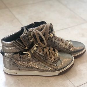 Women’s- Michael Kors gold studded high tops